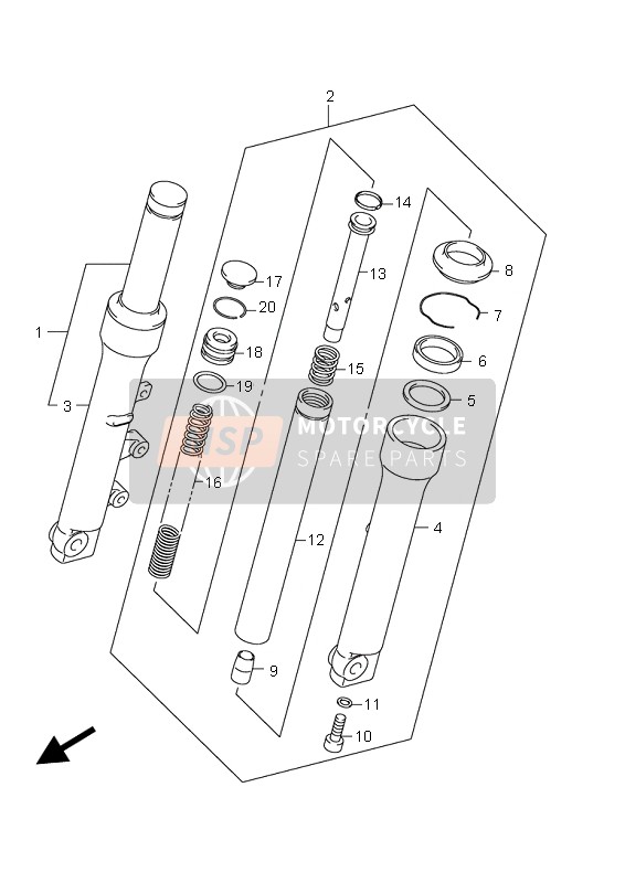 Suzuki UX125 SIXTEEN 2010 Ammortizzatore anteriore per un 2010 Suzuki UX125 SIXTEEN